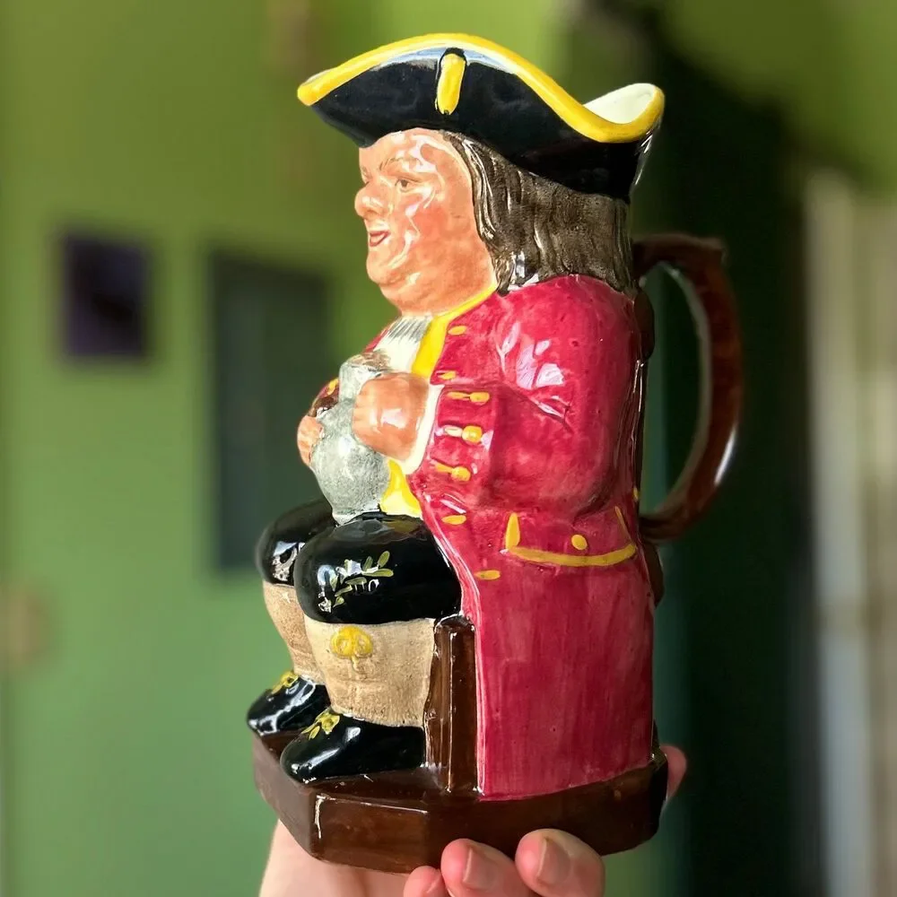 VTG Rare English Colonial Man Antique Ridgway Sterling Pottery Kitchen Pitcher